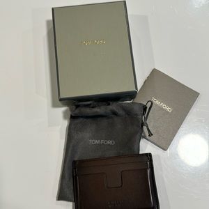 Tom Ford Leather card case, brown, one size. Great pre-owned condition